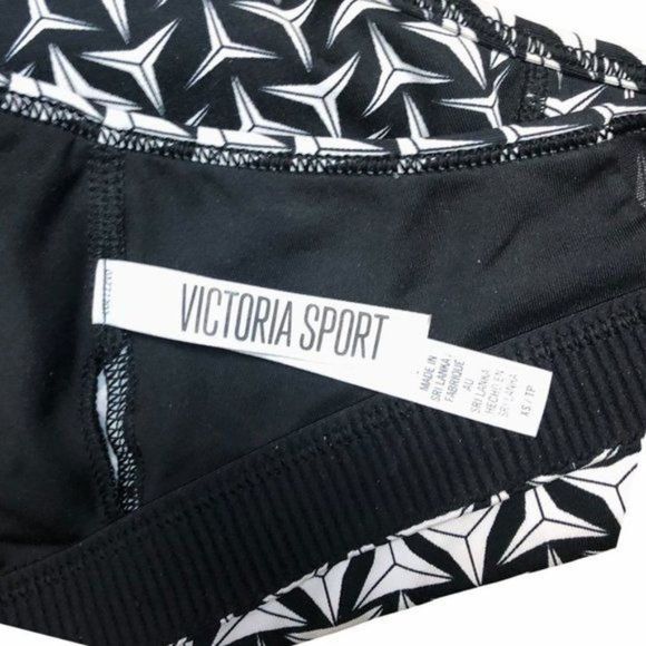 Victoria Secret Sport | Black & White Geometric Print Strappy Sports Bra | XS - Picture 6 of 8